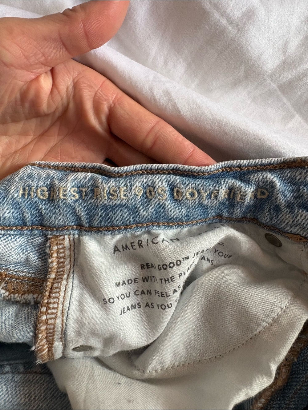 American Eagle Outfitters Light Blue Distressed Boyfriend Jeans - Picture 3 of 4